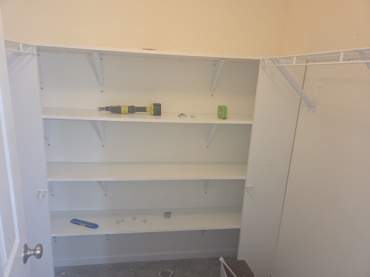 Completed custom closet shelving project